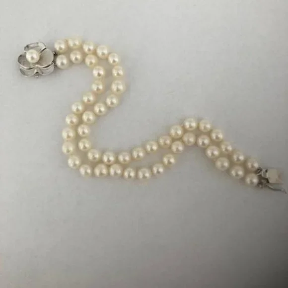 14K Double Strand Cultured Pearl Bracelet